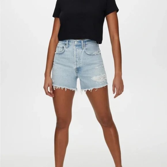 AGOLDE Riley High Waisted Cut-off Jean Denim Shorts - Picture 1 of 4